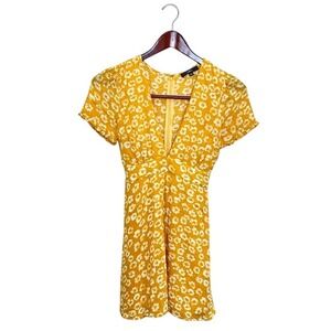 Lulus Mini Dress V Neck Date Night Flirty Floral Small Girly Lined Boho